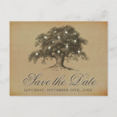 ヴィンテージオールドオークツリー結婚式の日付を保存 案内ポストカード (正面)