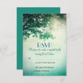 ヴィンテージオールドオークツリー結婚式RSVPカード 出欠カード (正面/裏面)