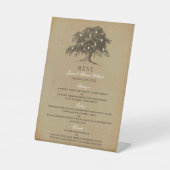 ヴィンテージオールドオーク結婚ツリーのコレクション – メニュー 台座サイン (正面)