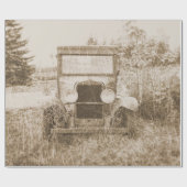 ヴィンテージオールドカーセピアアンティーク素朴テクスチャ ラッピングペーパー (フラット)