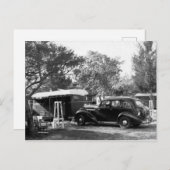 ヴィンテージオールドカー(1940 Buick?)とトレーラーフロリダ ポストカード (正面/裏面)