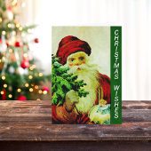 ヴィンテージオールドクラシッククリスマスツリー付きサンタ シーズンカード