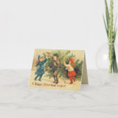 ヴィンテージオールドクリスマスツリーチルドレンズホリデーカード シーズンカード (正面)