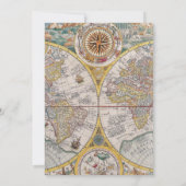 ヴィンテージオールドコンパスワールドマップベビーシャワー 招待状 (裏面)