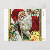 ヴィンテージオールドサンタクロースのおもちゃとトナカイ ポストカード (裏面)