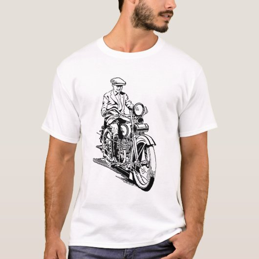 ヴィンテージオールドスクールオートバイライダーグラフィック Tシャツ (正面)