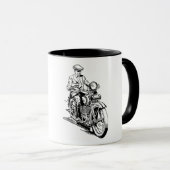ヴィンテージオールドスクールオートバイライダーコーヒーマグ マグカップ (正面右)