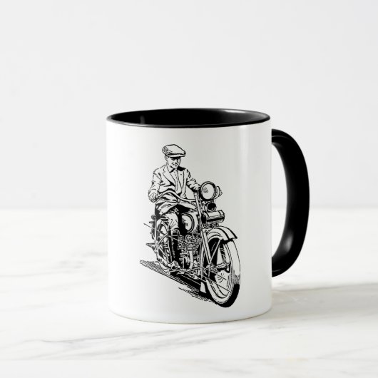 ヴィンテージオールドスクールオートバイライダーコーヒーマグ マグカップ (正面右)