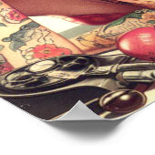 ヴィンテージオールドスクールタトゥーカップルイラストレーション ポスター (角)