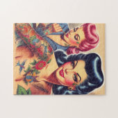 ヴィンテージオールドスクールタトゥーガールズ ジグソーパズル (横)