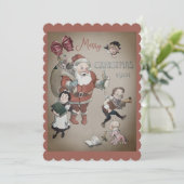 ヴィンテージオールドスタイルサンタクローイラストレーション シーズンカード (スタンド正面)