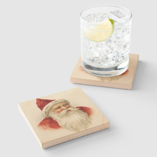 ヴィンテージオールドタイムサンタクリスマス ストーンコースター (横)