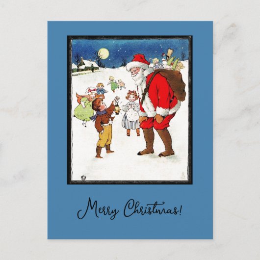 ヴィンテージオールドタイムサンタベビーギフトクリスマス ポストカード (正面)