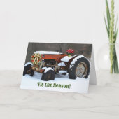ヴィンテージオールドトラクタースノーファームスタイルクリスマス カード (正面)