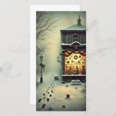 ヴィンテージオールドハウスダークスノーナイトホリデーカード シーズンカード (正面/裏面)