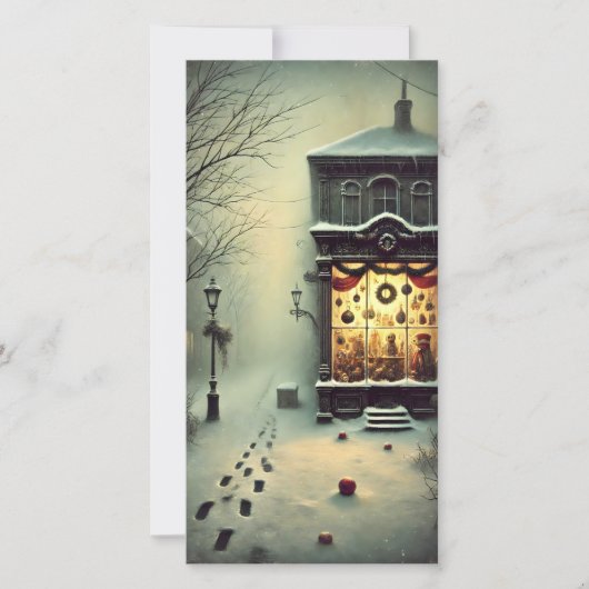 ヴィンテージオールドハウスダークスノーナイトホリデーカード シーズンカード (正面)