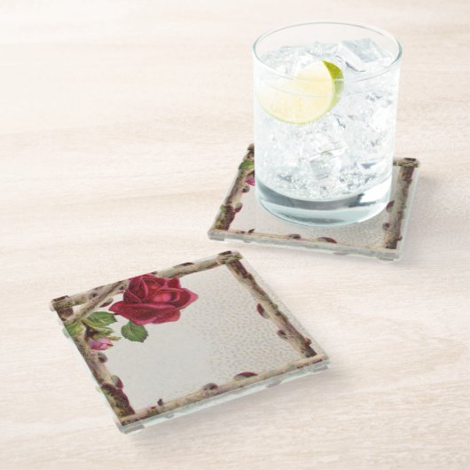 ヴィンテージオールドバラ素朴ビクトリアンアンティーク ガラスコースター (アングル)