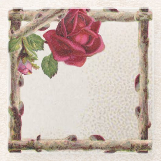 ヴィンテージオールドバラ素朴ビクトリアンアンティーク ガラスコースター (正面)