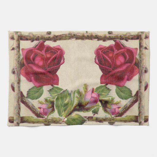 ヴィンテージオールドバラ素朴ビクトリアンアンティーク キッチンタオル (横)