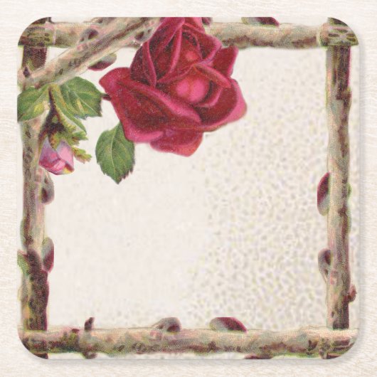 ヴィンテージオールドバラ素朴ビクトリアンアンティーク スクエアペーパーコースター (正面)