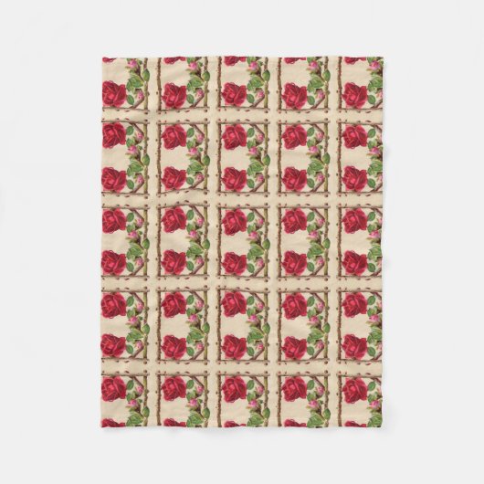 ヴィンテージオールドバラ素朴ビクトリアンアンティーク フリースブランケット (正面)