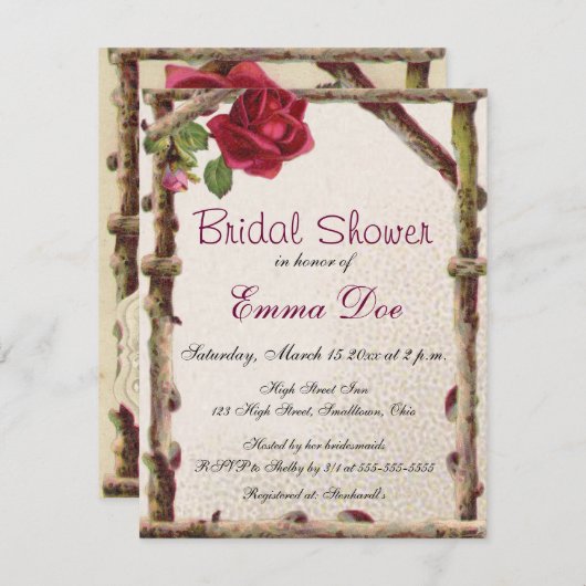 ヴィンテージオールドバラ素朴ビクトリアンアンティーク 招待状 (正面/裏面)