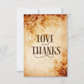 ヴィンテージオールドパーチメントとバラ結婚ズ サンキューカード (正面)