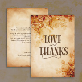 ヴィンテージオールドパーチメントとバラ結婚ズ サンキューカード