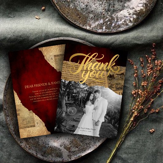 ヴィンテージオールドパーチメントビクトリアン、サンキューカード サンキューカード