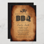 ヴィンテージオールドピグローストバーベキューベビーシャワーパーティー 招待状 (正面/裏面)