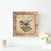 ヴィンテージオールドファッションアート作家/ライターギフト スクエア壁時計 (ホーム)