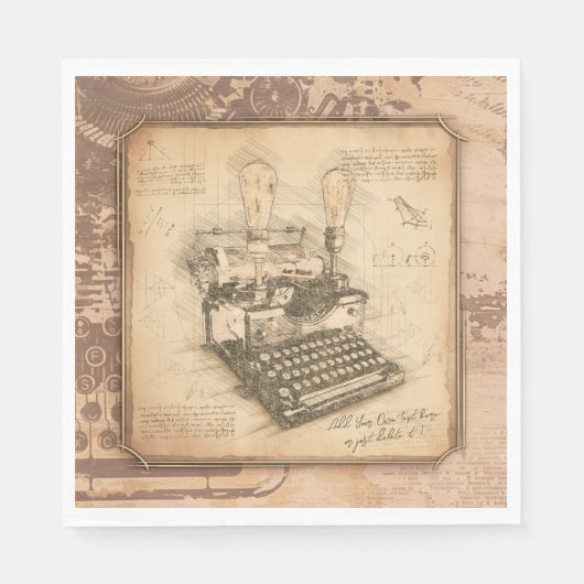 ヴィンテージオールドファッションアート作家/ライターギフト スタンダードランチョンナプキン (正面)