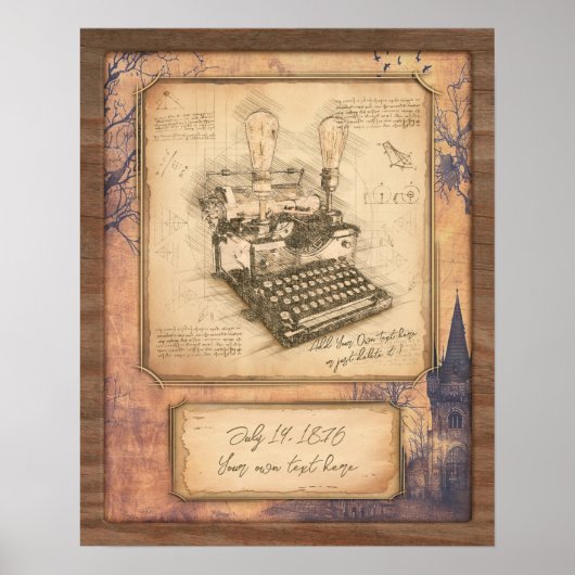 ヴィンテージオールドファッションアート作家/ライターギフト ポスター (正面)