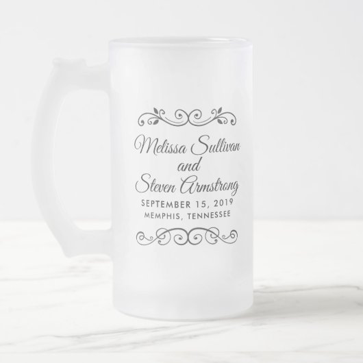 ヴィンテージオールドファッションドウェスタンスタイル結婚ズ フロストグラスビールジョッキ (左)