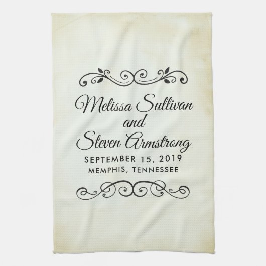 ヴィンテージオールドファッションドウェスタンテーマ結婚ズ キッチンタオル (縦)