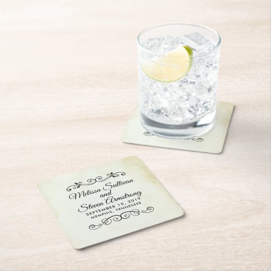 ヴィンテージオールドファッションドウェスタンテーマ結婚ズ スクエアペーパーコースター (インサイチュ)