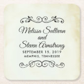 ヴィンテージオールドファッションドウェスタンテーマ結婚ズ スクエアペーパーコースター (正面)