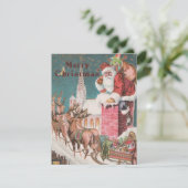 ヴィンテージオールドファッションドクリスマスウィンターサンタクロース シーズンカード (スタンド正面)