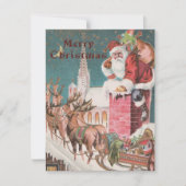 ヴィンテージオールドファッションドクリスマスウィンターサンタクロース シーズンカード (正面)