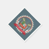 ヴィンテージオールドファッションドクリスマスレッドファームトラック スタンダードカクテルナプキン (角)