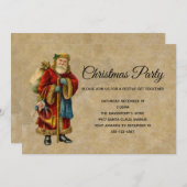 ヴィンテージオールドファッションドサンタクロースパーティー 招待状 (正面/裏面)