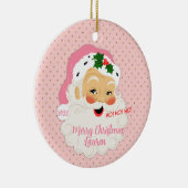 ヴィンテージオールドファッションドサンタ – ピンク金ゴールド水玉模様 セラミックオーナメント (右)