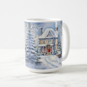 ヴィンテージオールドファッションドハウスクリスマスシーンマググ コーヒーマグカップ (正面右)