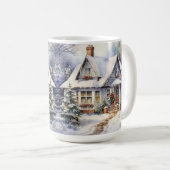 ヴィンテージオールドファッションドハウスクリスマスシーンマググ コーヒーマグカップ (正面右)