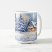 ヴィンテージオールドファッションドハウスクリスマスシーンマググ コーヒーマグカップ (正面右)