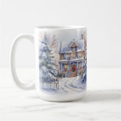 ヴィンテージオールドファッションドハウスクリスマスシーンマググ コーヒーマグカップ (左)