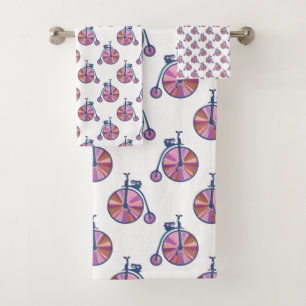 ヴィンテージオールドファッションドピンクペニーの文房飾り バスタオルセット