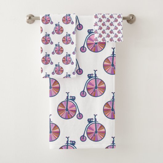 ヴィンテージオールドファッションドピンクペニーの文房飾り バスタオルセット (インサイチュ)