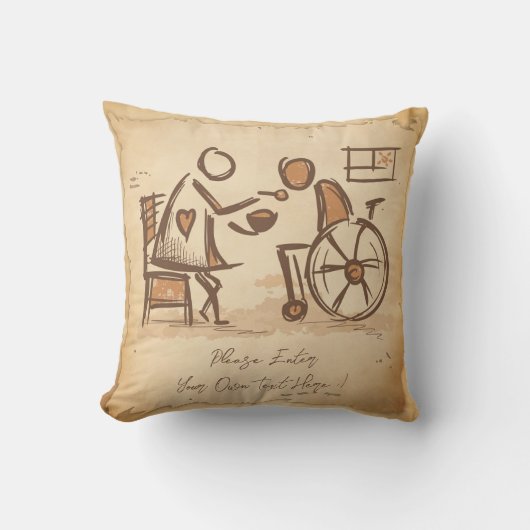 ヴィンテージオールドファッション介護士、介護助手 クッション (正面)