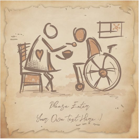 ヴィンテージオールドファッション介護士、介護助手 シール (正面)